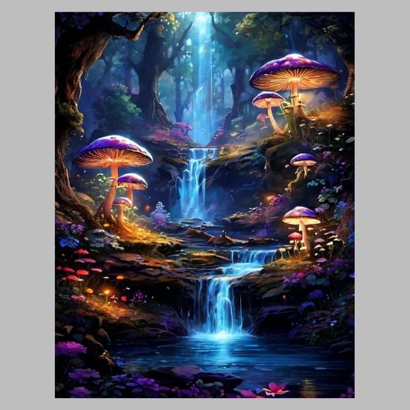 Magical Forest with Waterfall
