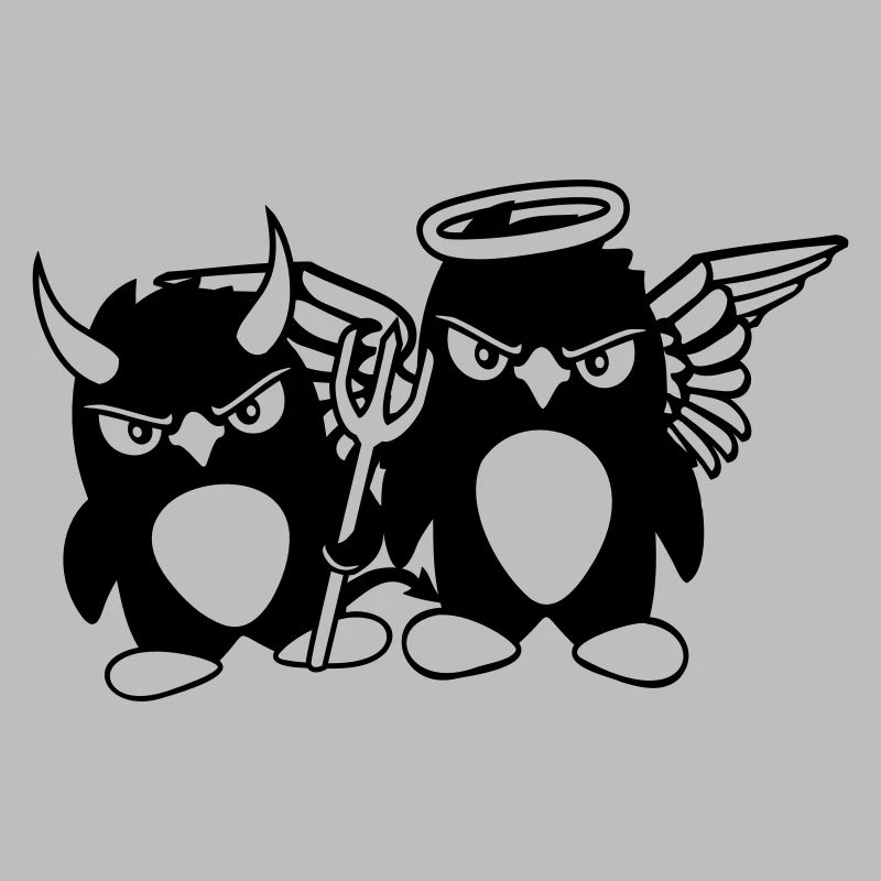 2 Penguins Angel Devil Evil Good Sky Hell Cool