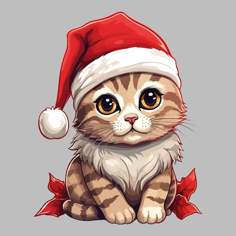 Chat Noël Chat De Noël Mignon Joyeux Catmas