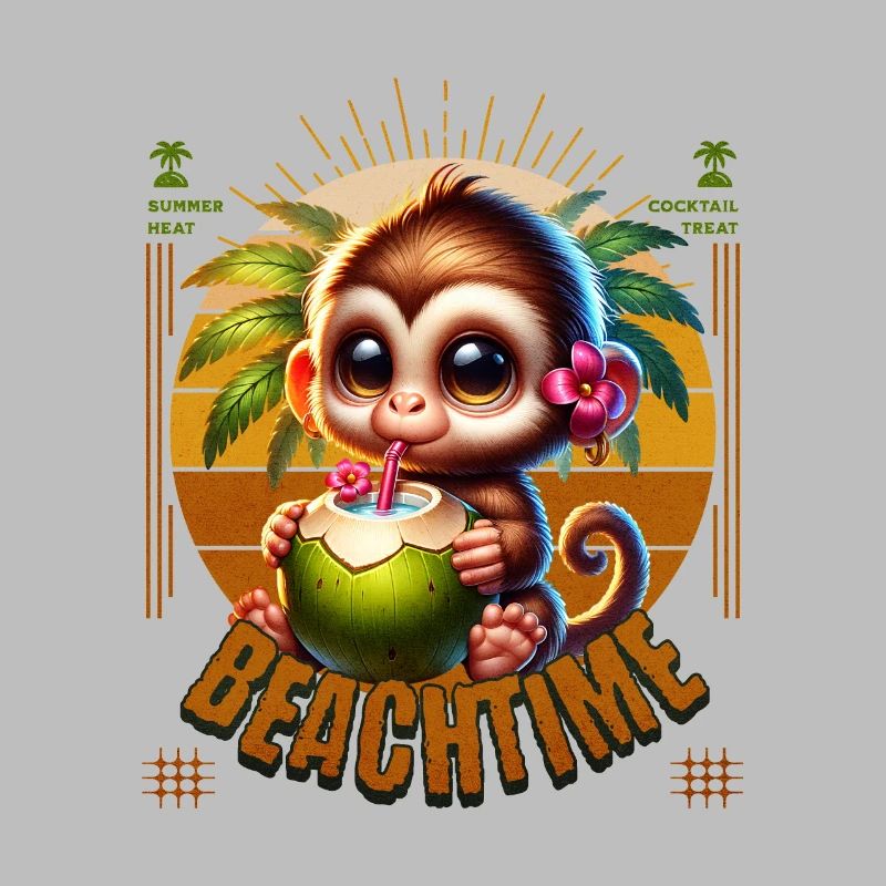 Singe avec cocktail Beachtime