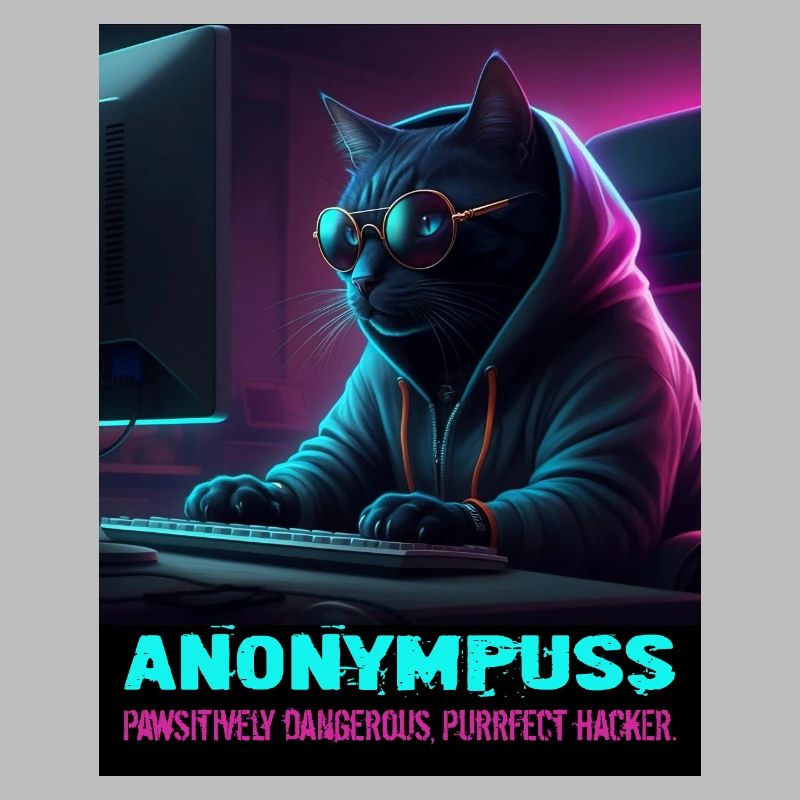 Anonympuss Chat Hacker Drôle Image Chat Mème