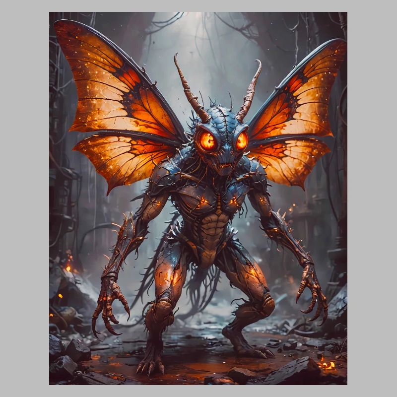 mutant monster half men half insect horror moth