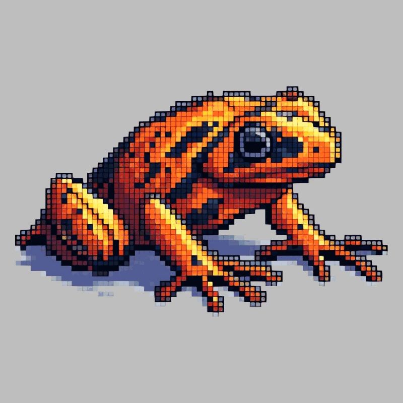 Pfeilgiftfrosch in cooler retro Pixelgrafik