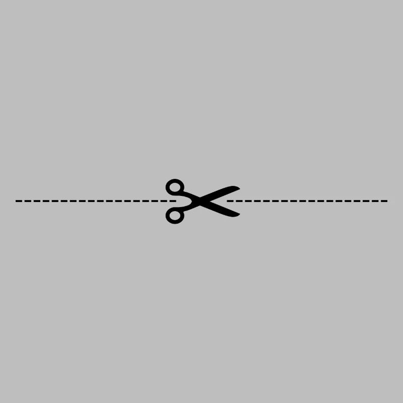 Scissors with cutting line