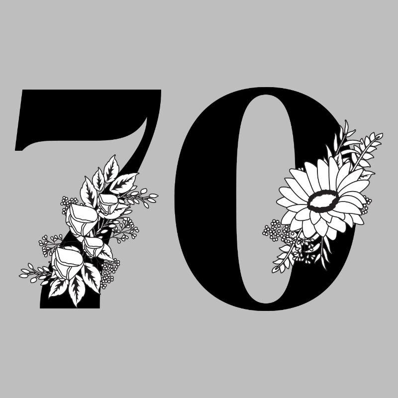 Nummer 70 Schwarze Blumen - 70. Geburtstag Blumen