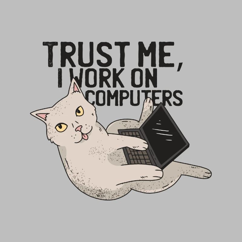 Computer cat with laptop trust me pc cat