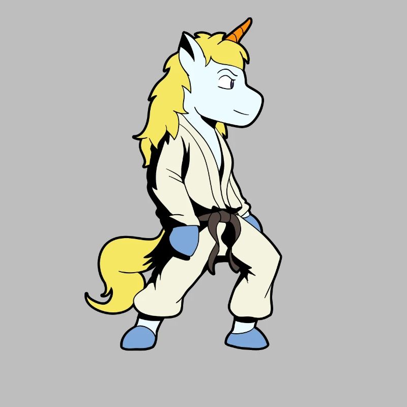 Comic Einhorn macht Judo