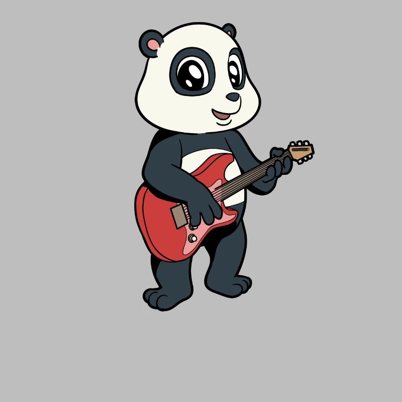 Comic Pandabär spielt E-Gitarre