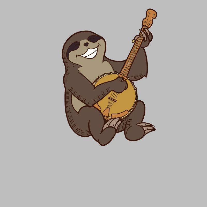 Comic sloth plays banjo