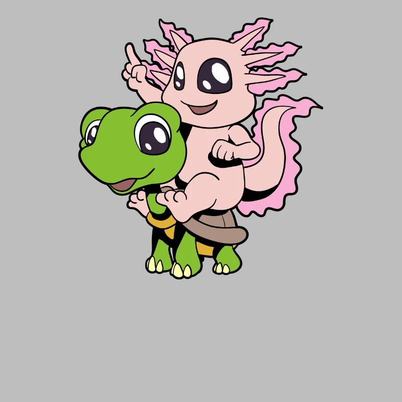 Comic - Sweet axolotl sits on turtle