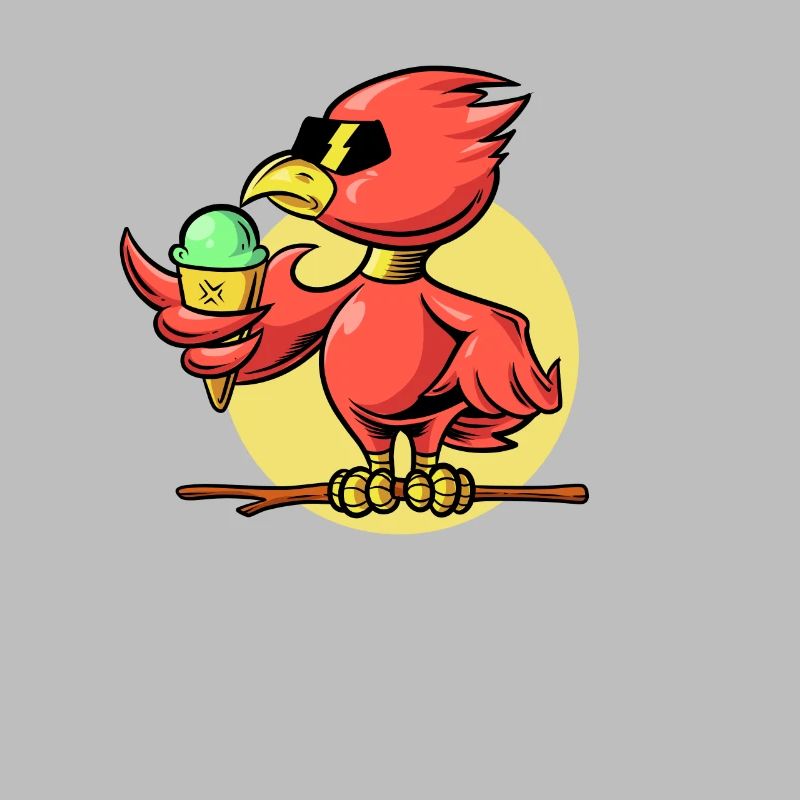 Cooler Vogel isst Eiswaffel