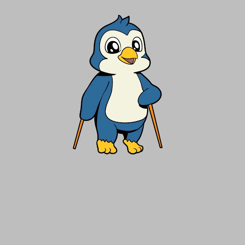 Nordic Walking Comic Penguin