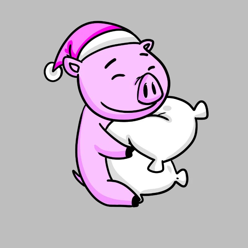 Cochon avec oreiller et bonnet de couchage