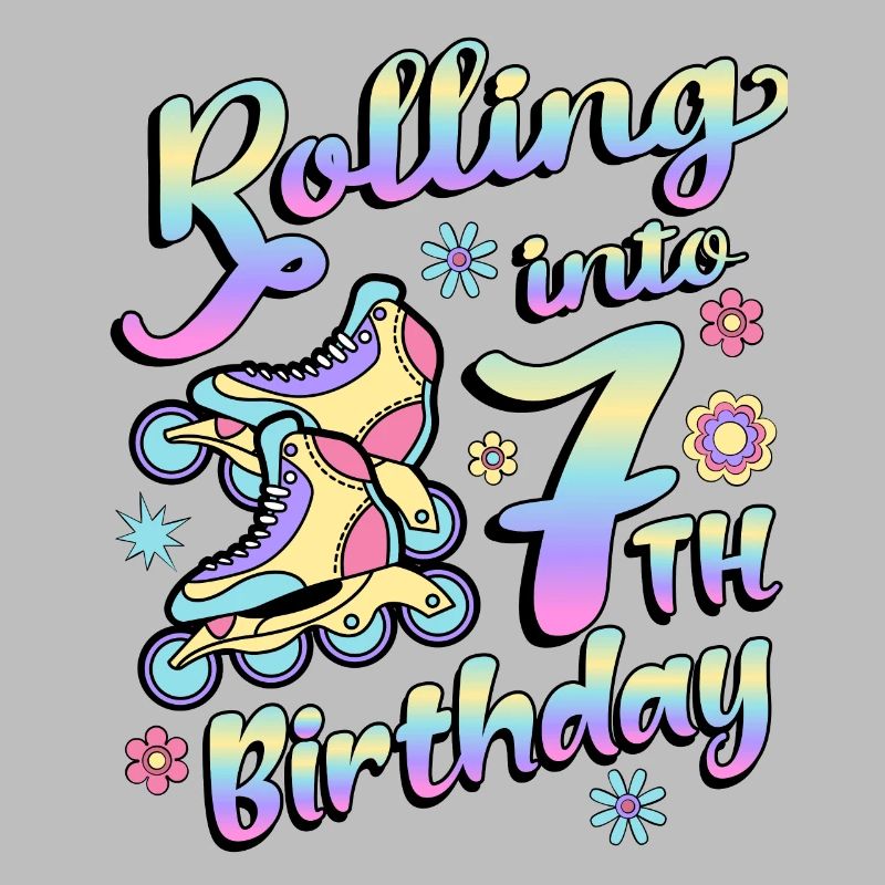 Rolling Into 7th Geburtstag Roller Skater