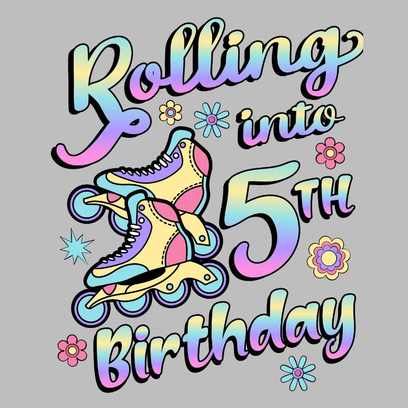 Rolling Into 5th Birthday Roller Skater Inline