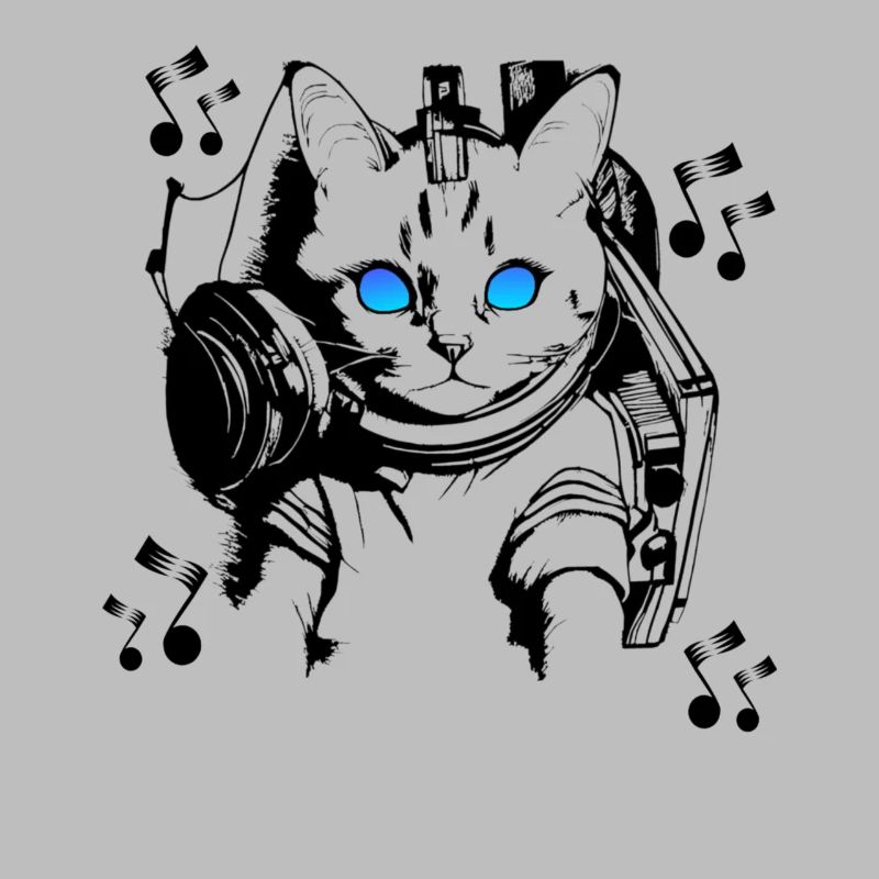 DJ Katze mit Kopfhörern