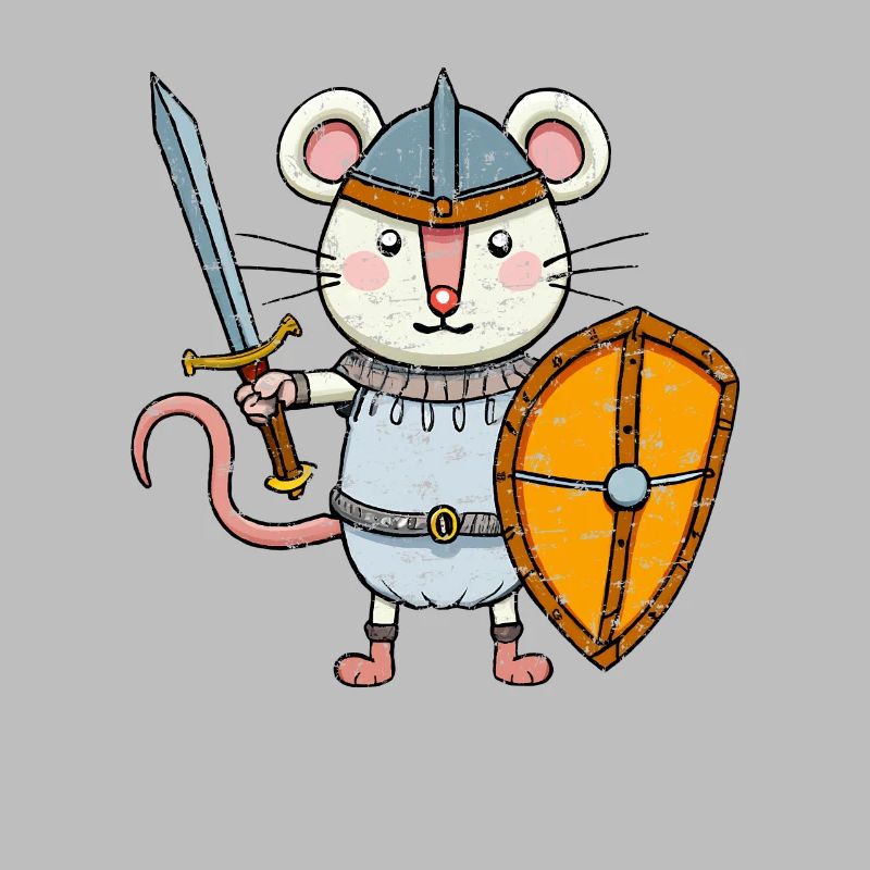 Souris mignonne avec épée et bouclier chevalier