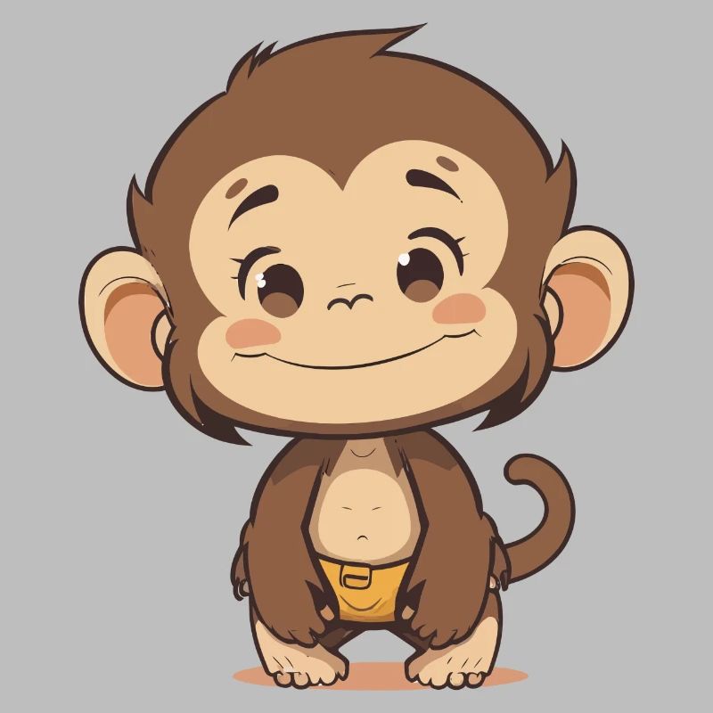 Mignon bébé singe - Conception d’animaux de dessin animé mignon
