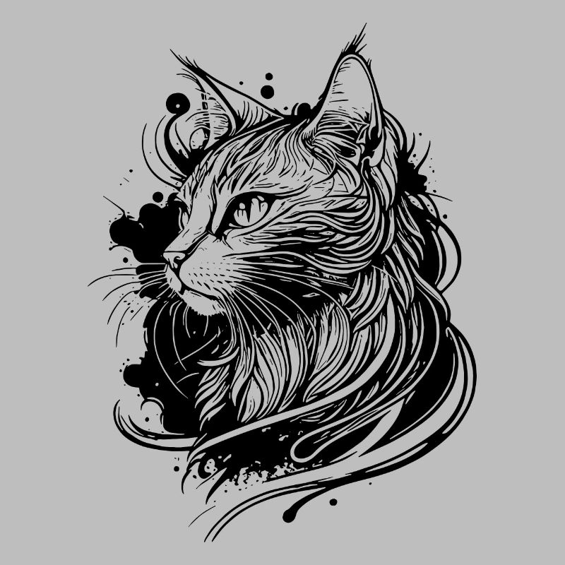 Chat de l’espace mignon dans le style de tatouage