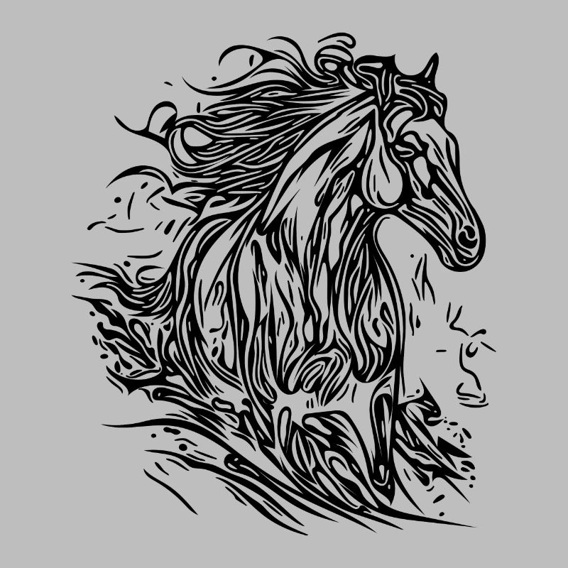 Galloping stallion with elegant mane in the wind
