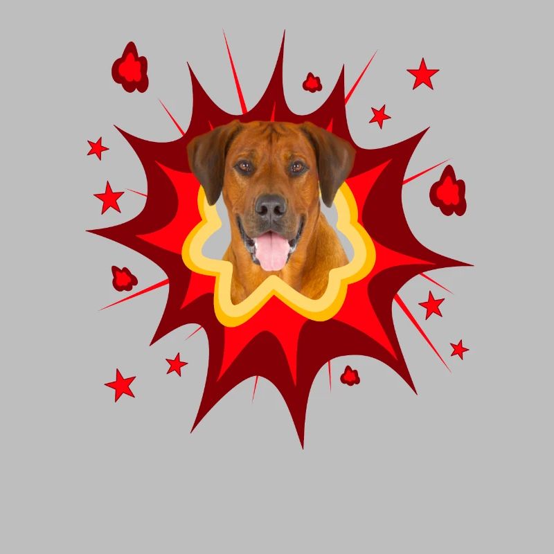 Conception de chien de bande dessinée - Pow - Rhodesian Ridgeback