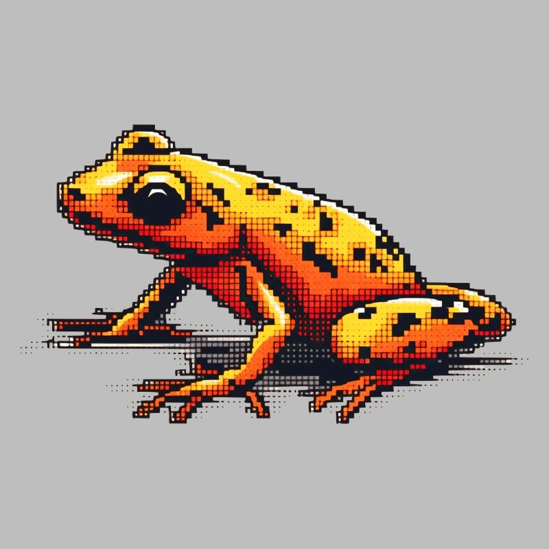 Poison dart frog in old retro 8 bit pixel graphics