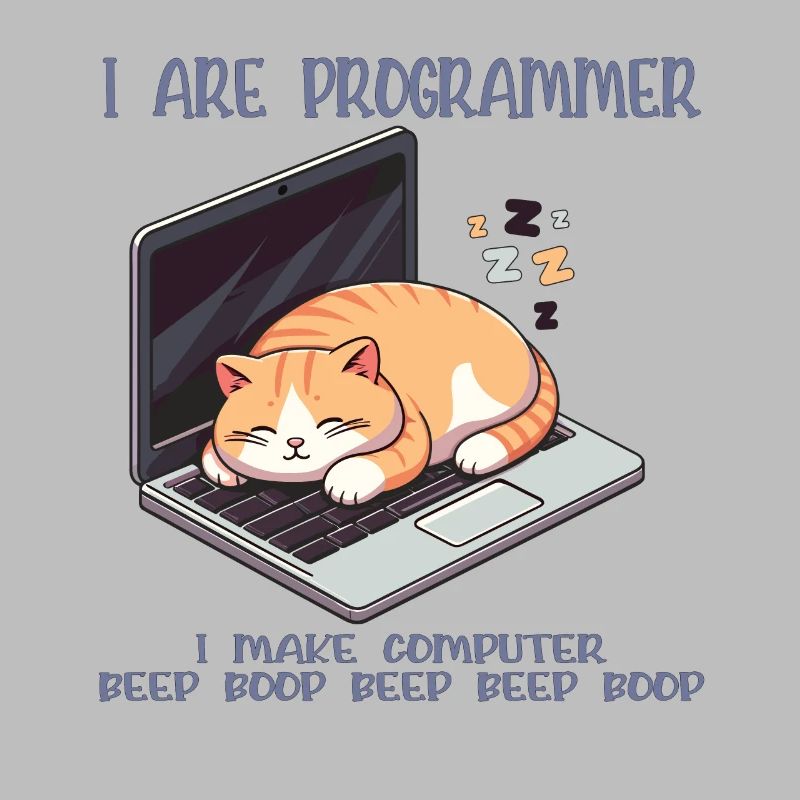 I are programmer, fat sleeping cat