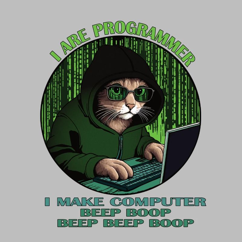 I are programmer, green, programming cat