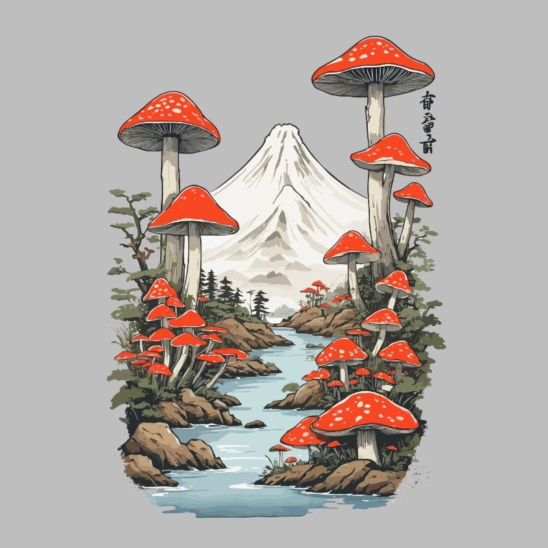 Magic Mushroom Panorama Vintage Toadstool Design
