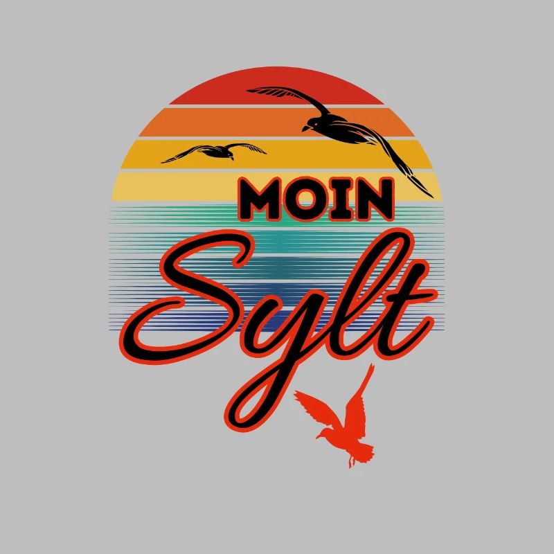 Moin Sylt mit Möwe im Retro Style-Insel Sylt