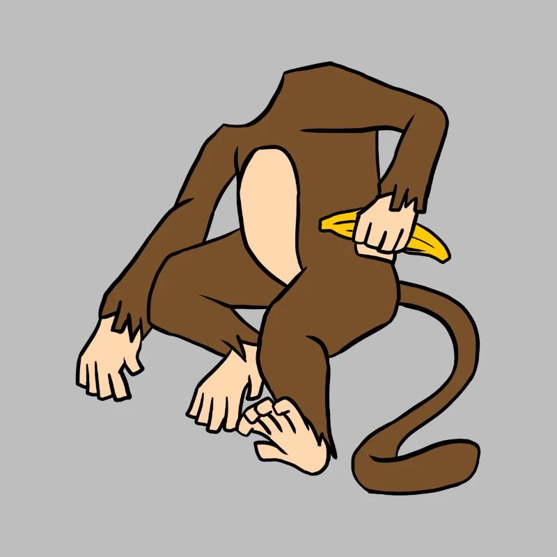 Affe Körper Mit Einer Banane Lustiger Affen-Primat