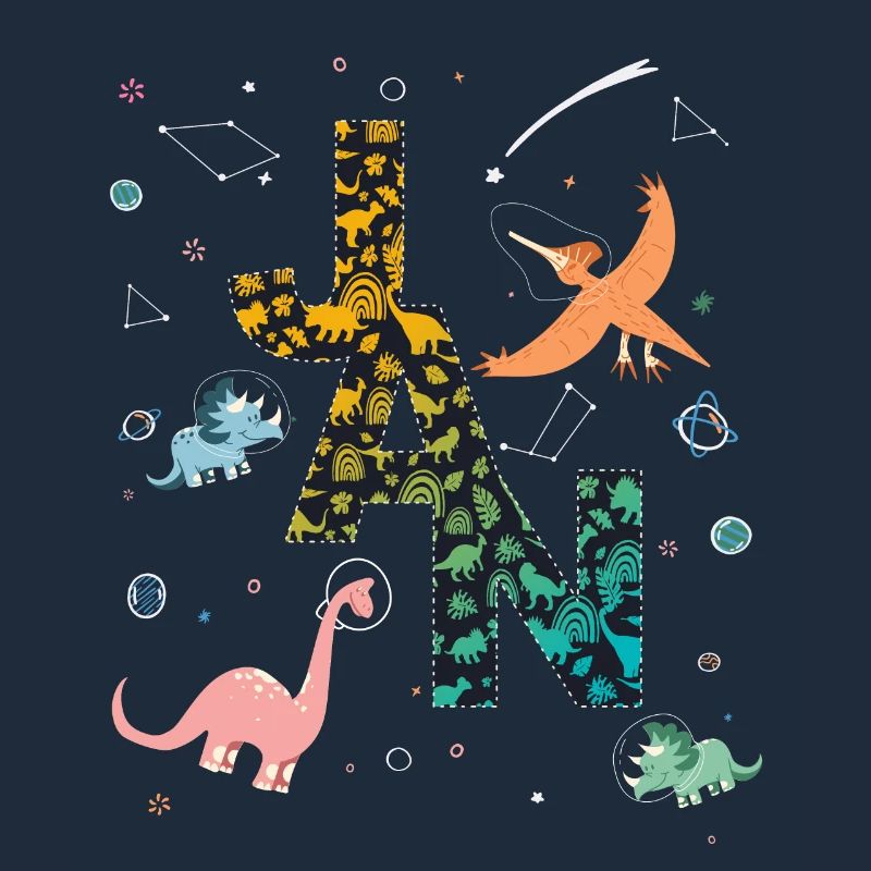 JAN - Beautiful boy name with dinosaur