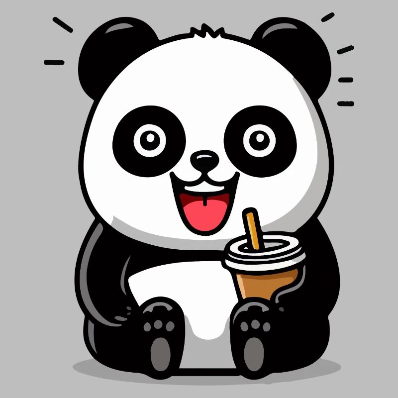 Panda mignon avec boisson