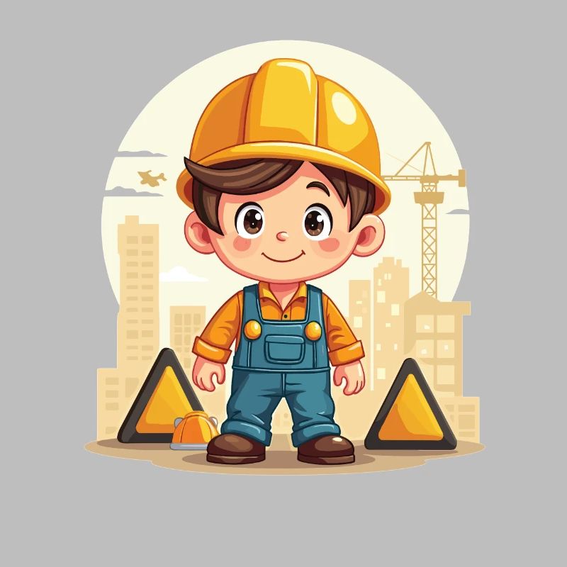 Construction Worker Design – Cute Motif for Kids