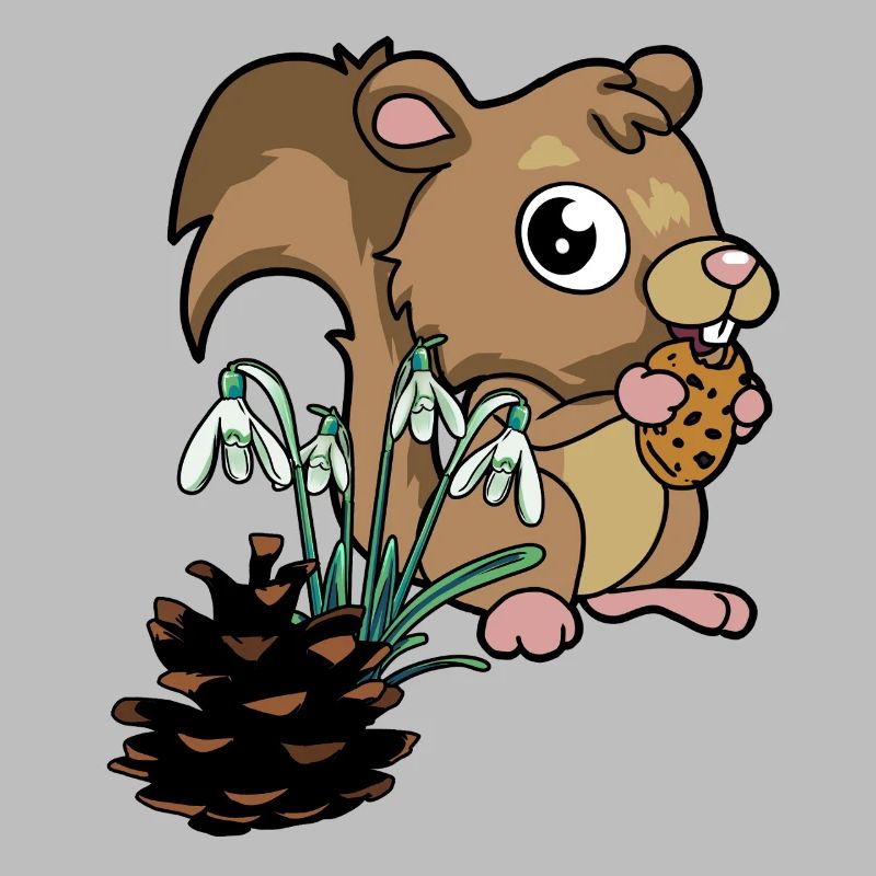 Waldtiere Frühling Eichhörnchen Schneeglöckchen