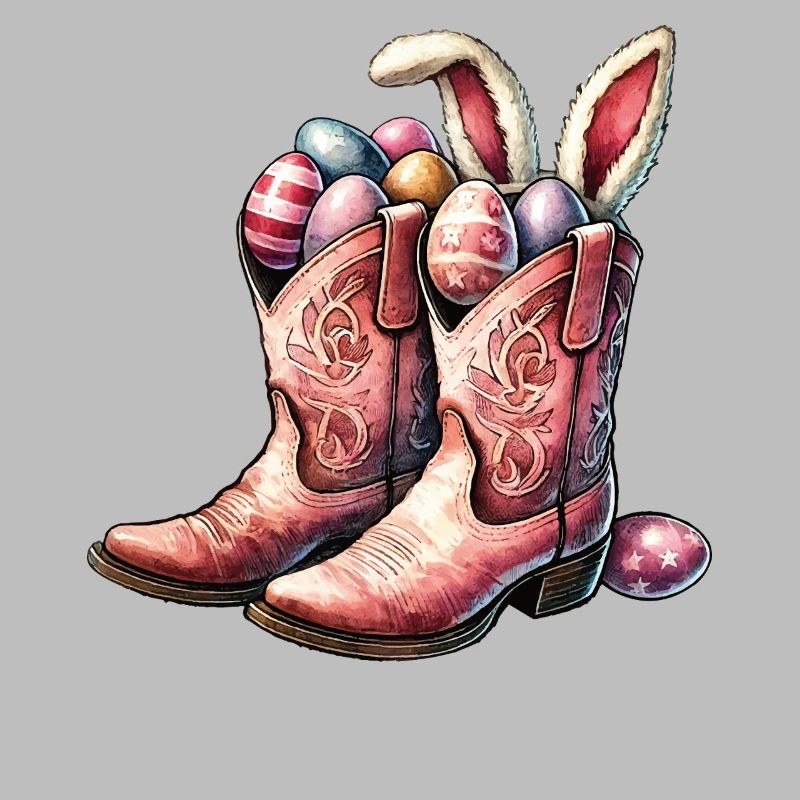 Easter Retro Cowboy Boots with Eggs
