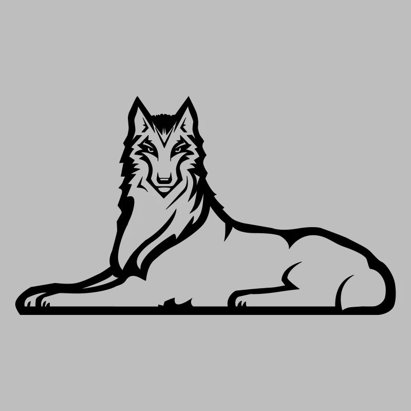Einsamer tschetschenischer Wolf - eine schwarze Farbe