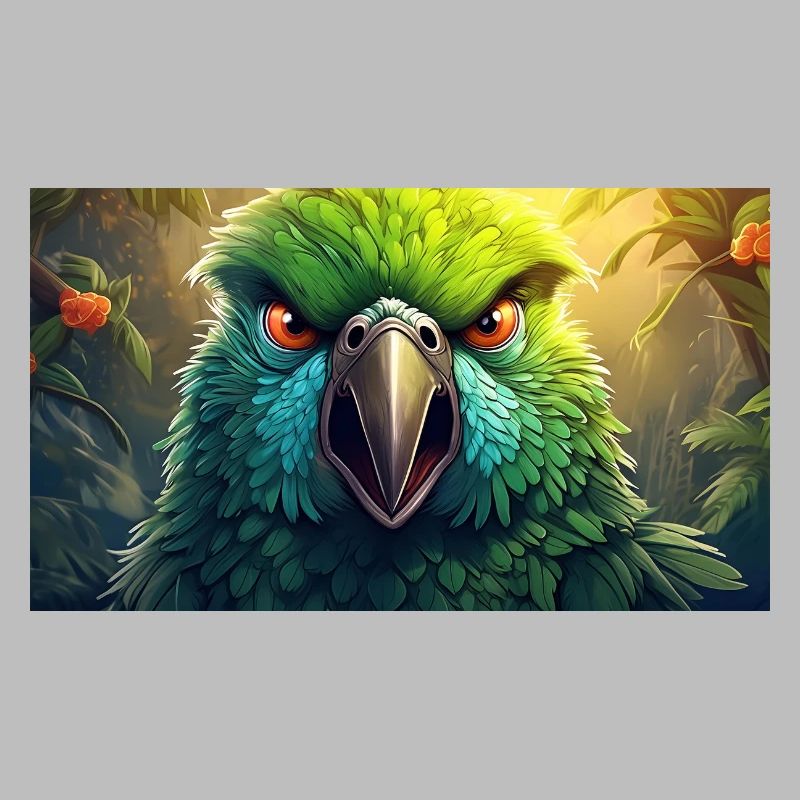 Cute grumpy grouchy animals - parrot