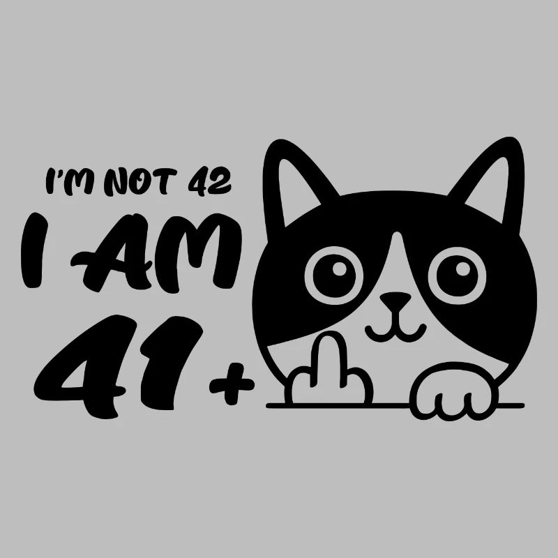 Ich bin nicht 42, ich bin 41 plus 1 Mittelfinger Katze Flip