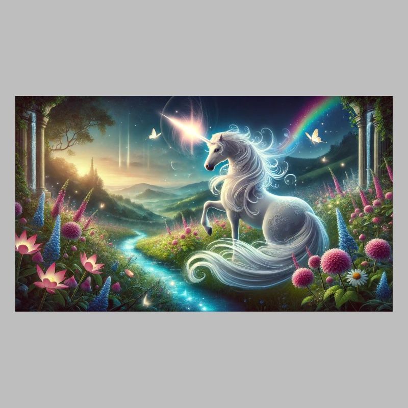 Ein mystisches Einhorn mit leuchtendem Horn