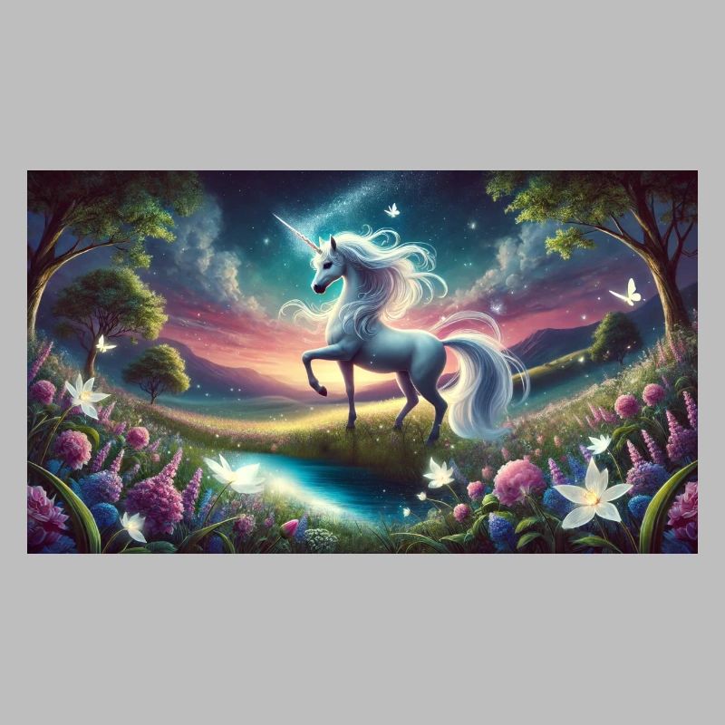 Ein mystisches Einhorn mit Aurora Boreralis