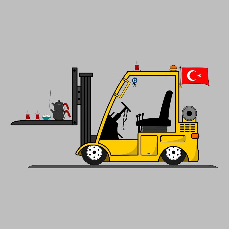 Turkish forklift driver with cay tea
