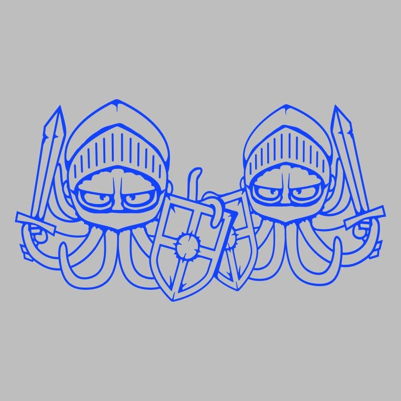 2 Octopus Knight Team Medieval Shield Sword
