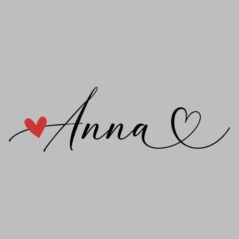 Anna Last name First name Calligraphy heart
