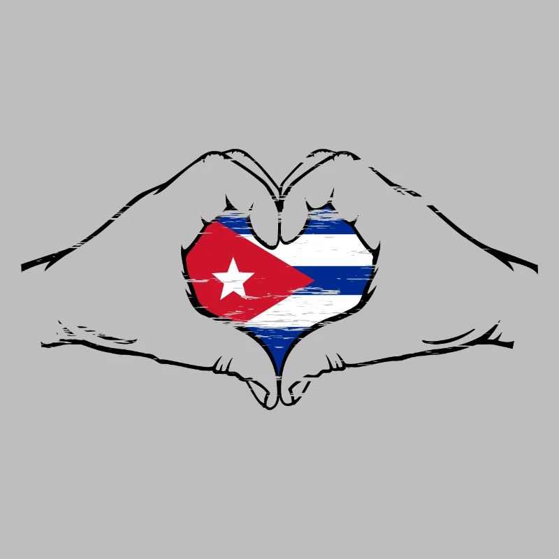 Drapeau de Cuba en forme de coeur utilisé