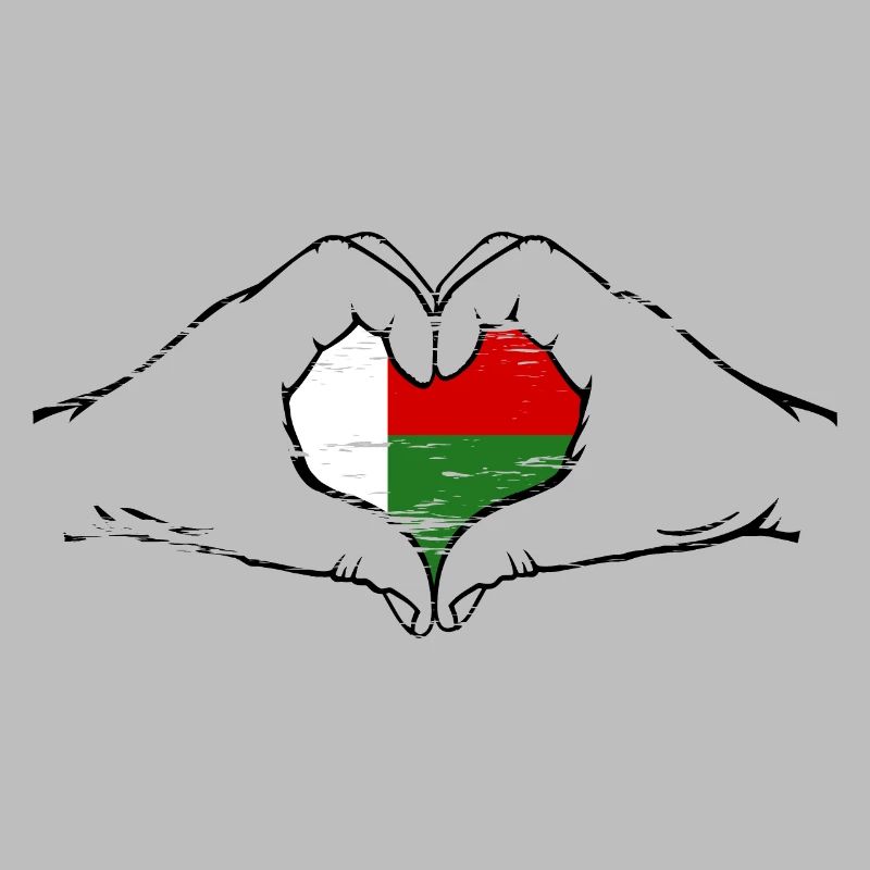 Drapeau de Madagascar en forme de coeur utilisé