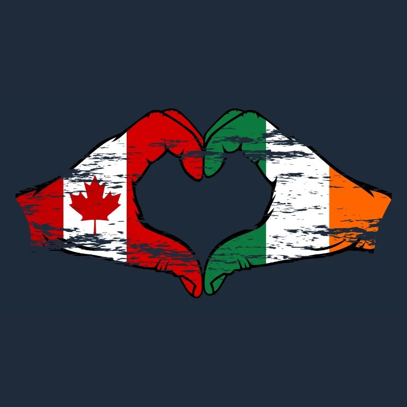 Forme de coeur Canada Irlande avec mains utilisées