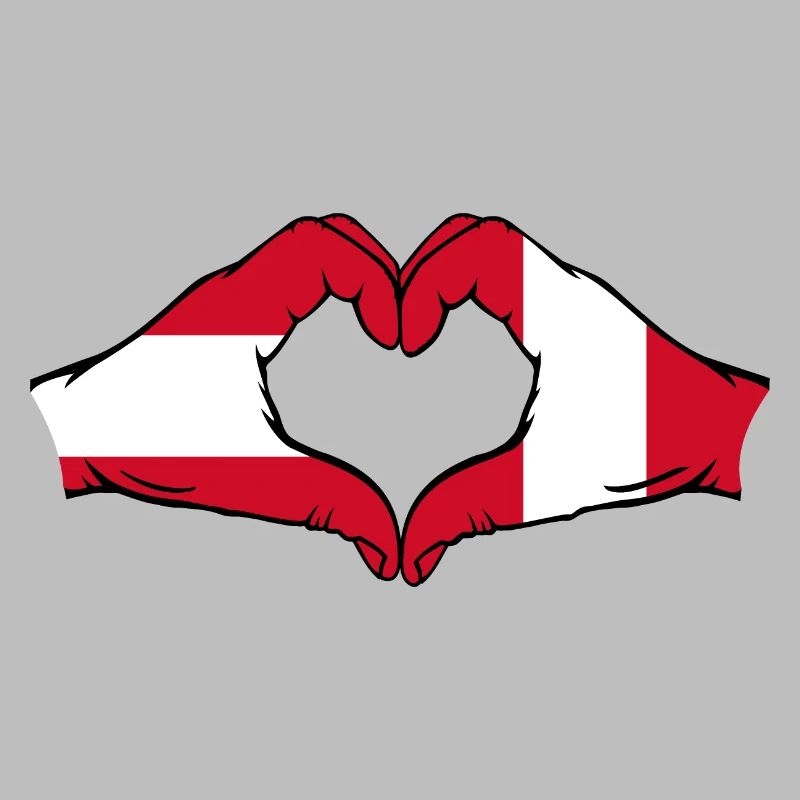 Austria Peru Flag Hands Heart Shape