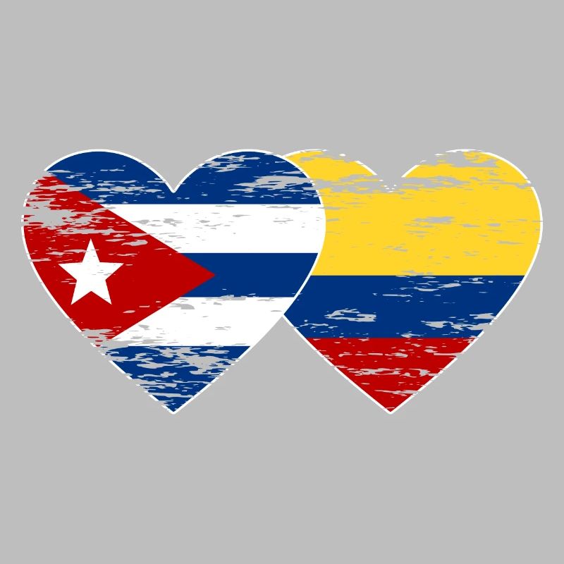 Cuba Colombie Drapeau Coeur Utilisé