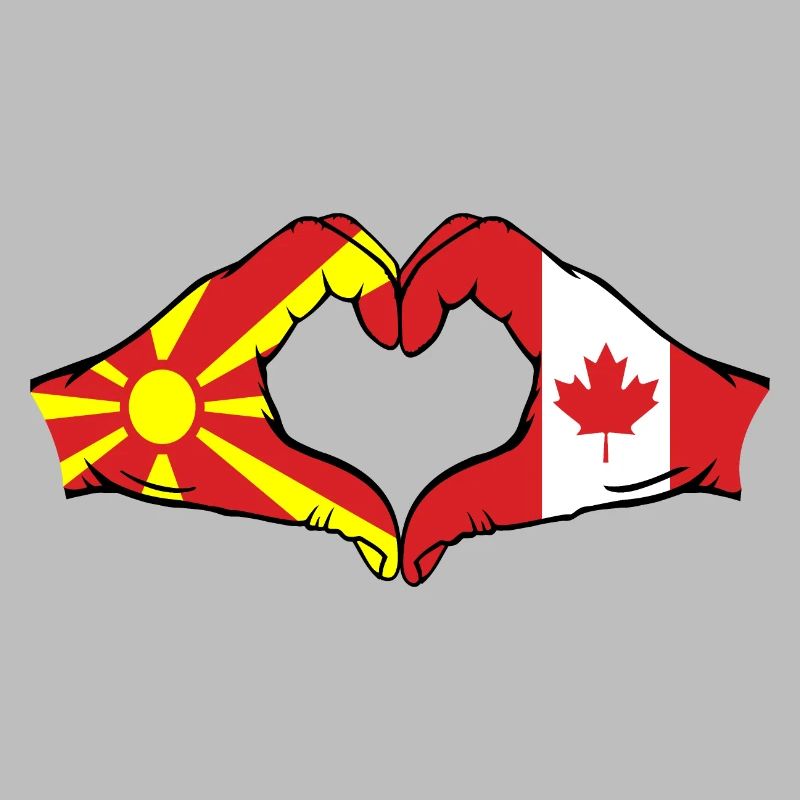 Macédoine Canada Drapeau Mains Coeur Forme